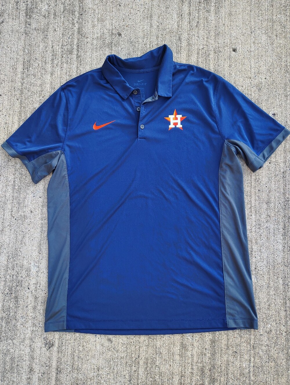 Houston Astros Shirt Mens XL Navy Blue Orange MLB Baseball Dri Fit Polo Nike